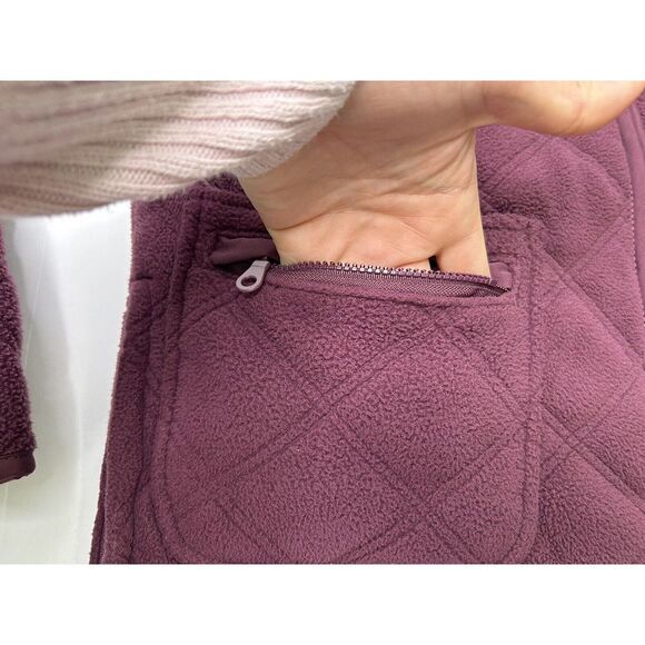 Charter Club Women's Small Quilted Fleece Sweater Full Zip w/ Pockets Faded Plum - Picture 4 of 16